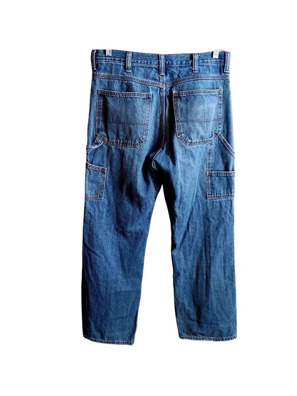 Faded Glory Mens 32X32 Carpenter Jeans Blue 100% Cotton Distress Faded